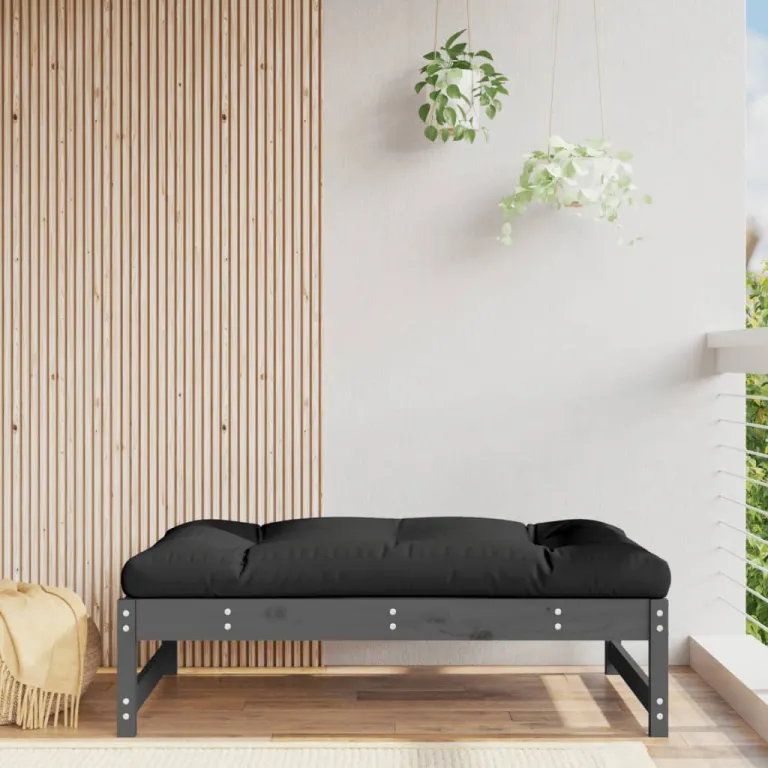 Gartenhocker Grau 120x80 cm Massivholz Kiefer Auenbereich Lounge Couch