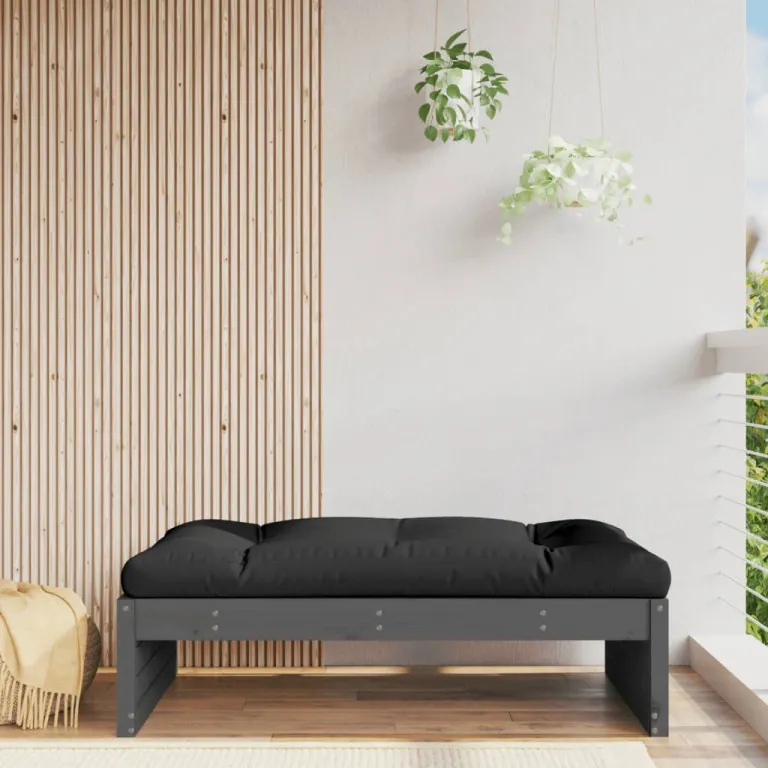 Gartenhocker Grau 120x80 cm Massivholz Kiefer Auenbereich Lounge Couch