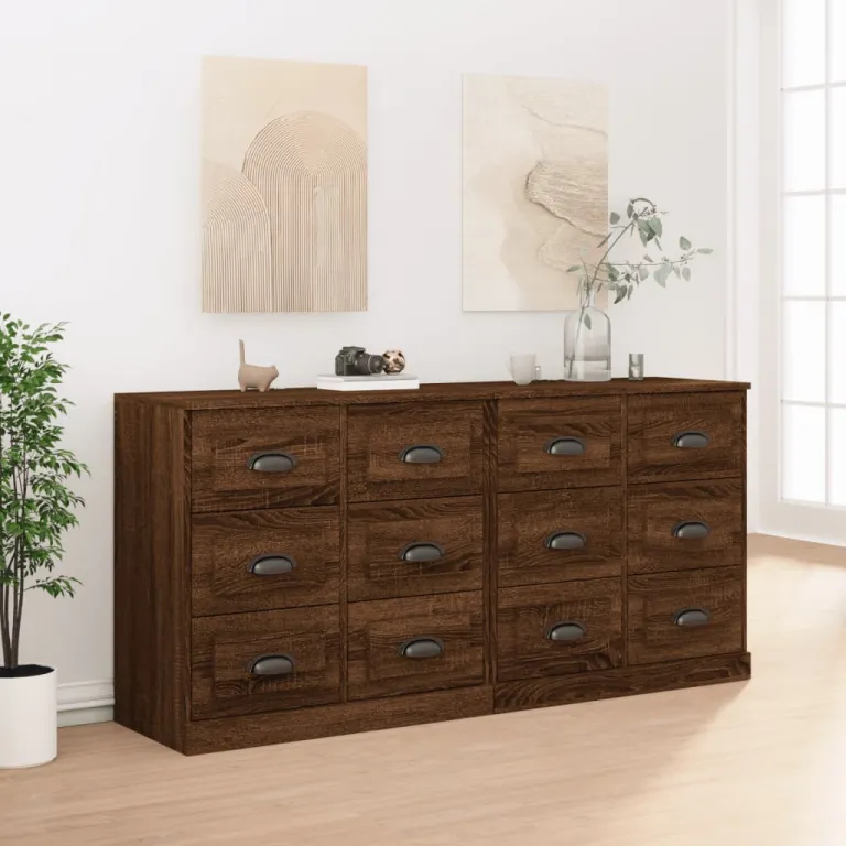 Sideboards 2 Stk. Braun Eichen-Optik Holzwerkstoff Kommode