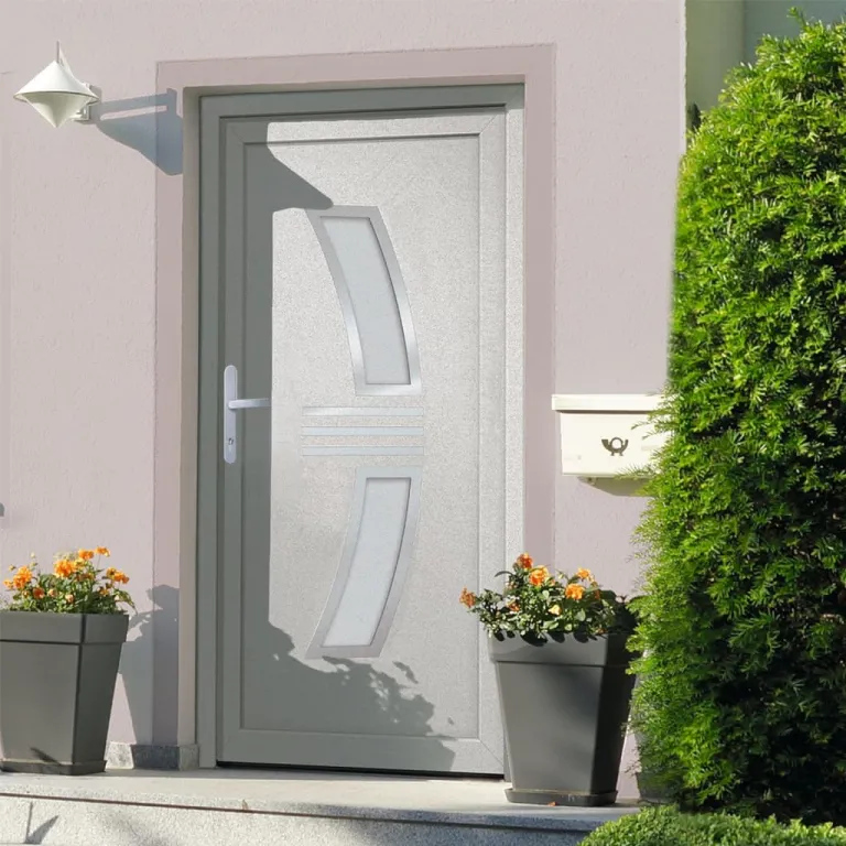 Haustr Wei 108x208 cm PVC Aluminium Haus Eingangstr Fronttr Glas-Element Linkshndig