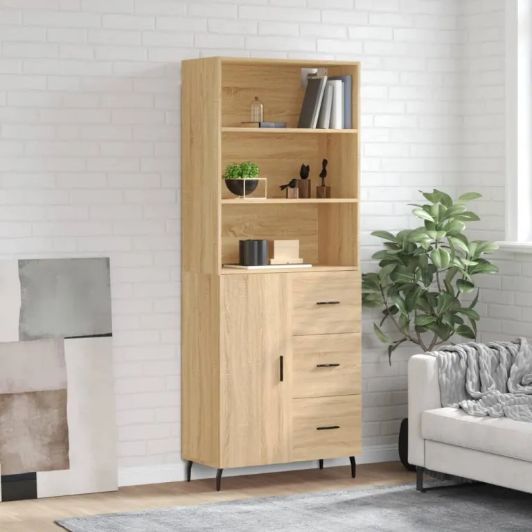 Highboard Sonoma-Eiche 69,5x34x180 cm Holzwerkstoff