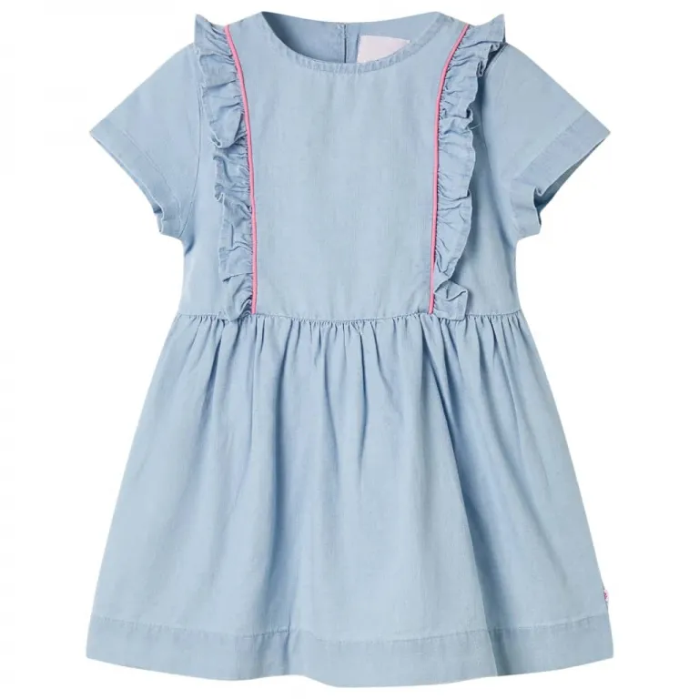 Kinderkleid mit Rschen Hellblau 116