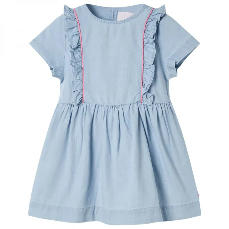 Kinderkleid mit Rschen Hellblau 128