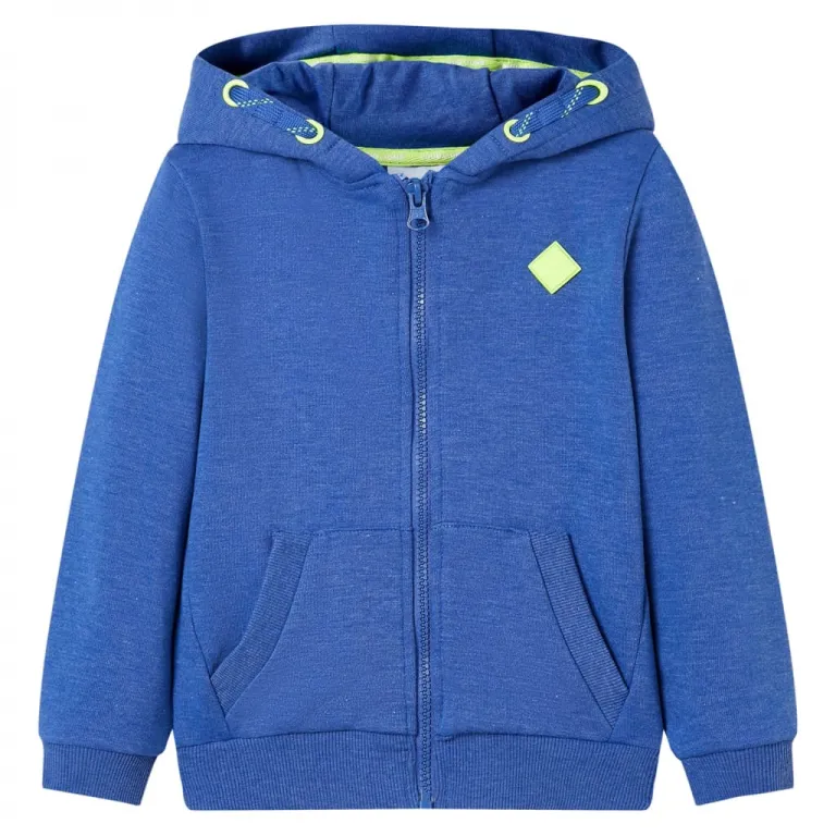 Kinder-Kapuzenpullover mit Reiverschluss Blau Melange 116