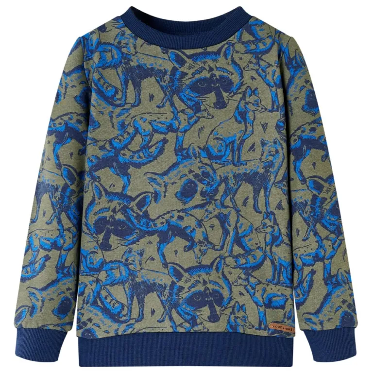 Kinder-Sweatshirt mit Waschbr-Motiv Khaki 116