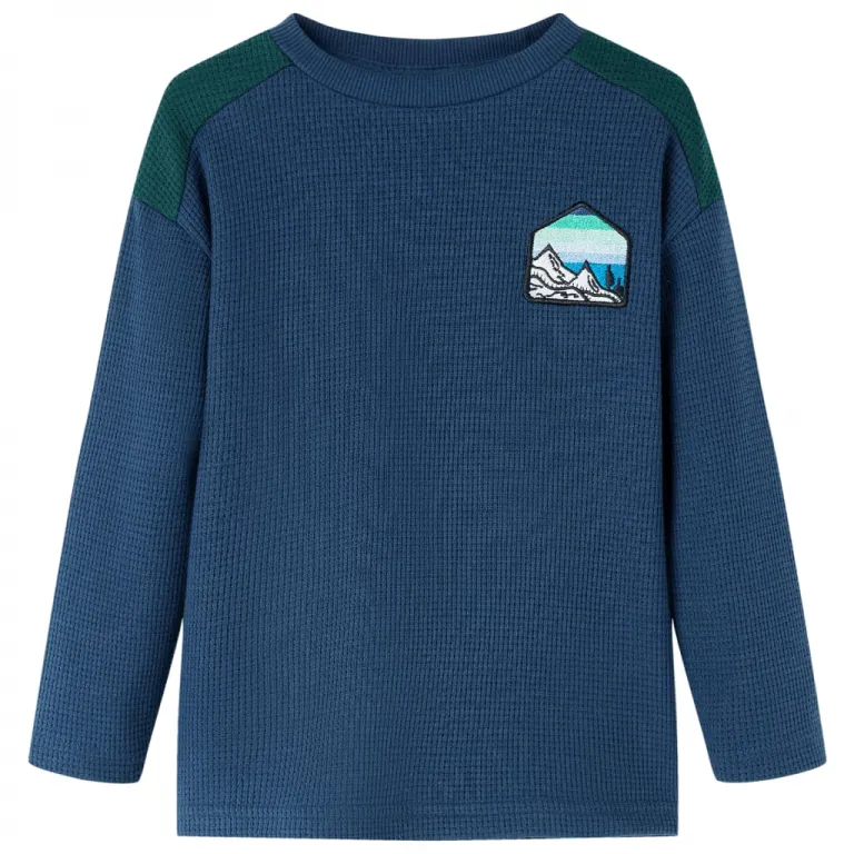 Kinder-Sweatshirt mit Waffelmuster und Landschaft Marineblau 92