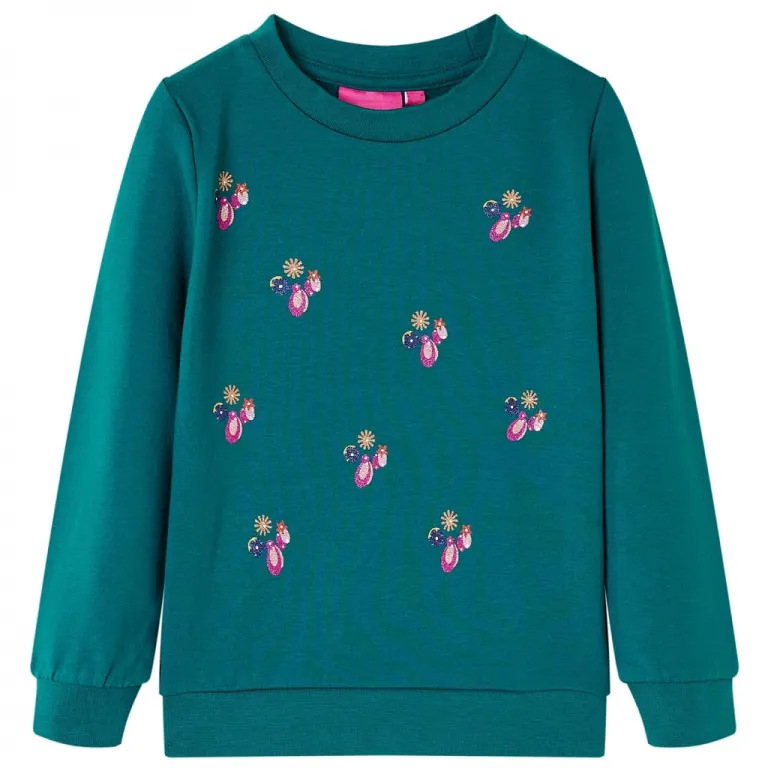 Kinder-Sweatshirt mit Glitzer-Muster Dunkelgrn 104