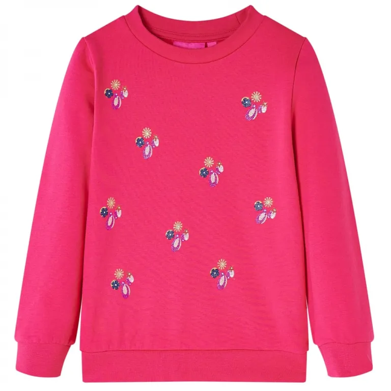 Kinder-Sweatshirt mit Glitzer-Muster Knallrosa 140