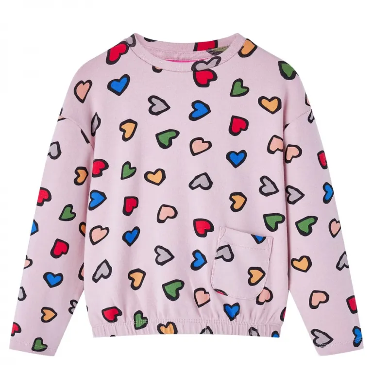 Kinder-Sweatshirt mit Herzmuster Rosa 116