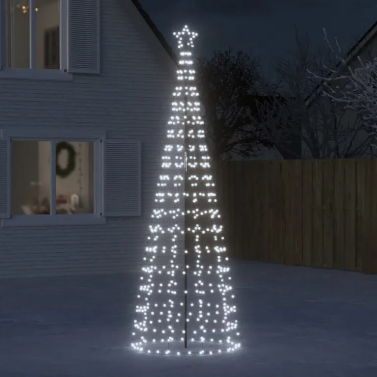 LED-Weihnachtsbaum mit Erdspieen 570 LEDs Kaltwei 300 cm Auenbereich
