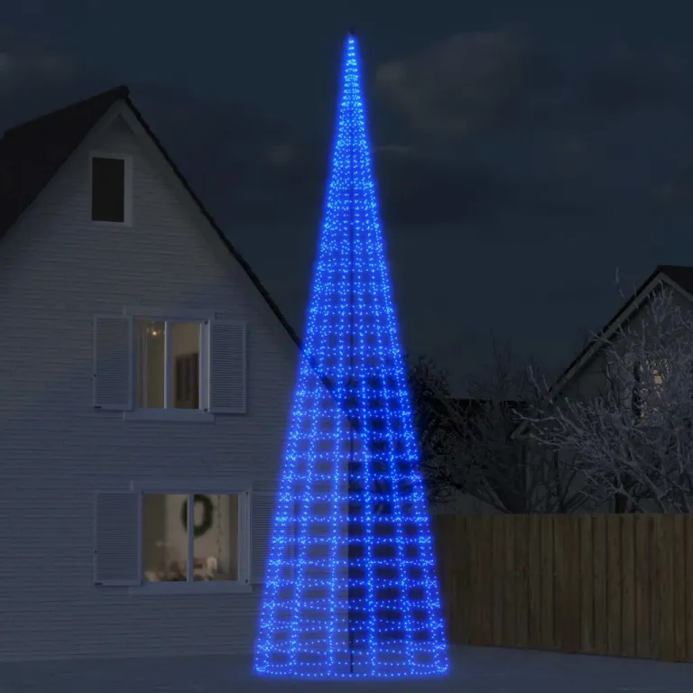 LED-Weihnachtsbaum fr Fahnenmast 3000 LEDs Blau 800 cm Auenbereich