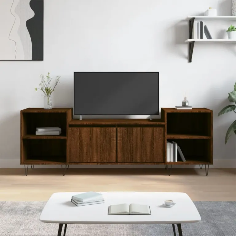 TV-Schrank Braun Eichen-Optik 160x35x55 cm Holzwerkstoff TV-Lowboard Fernseher