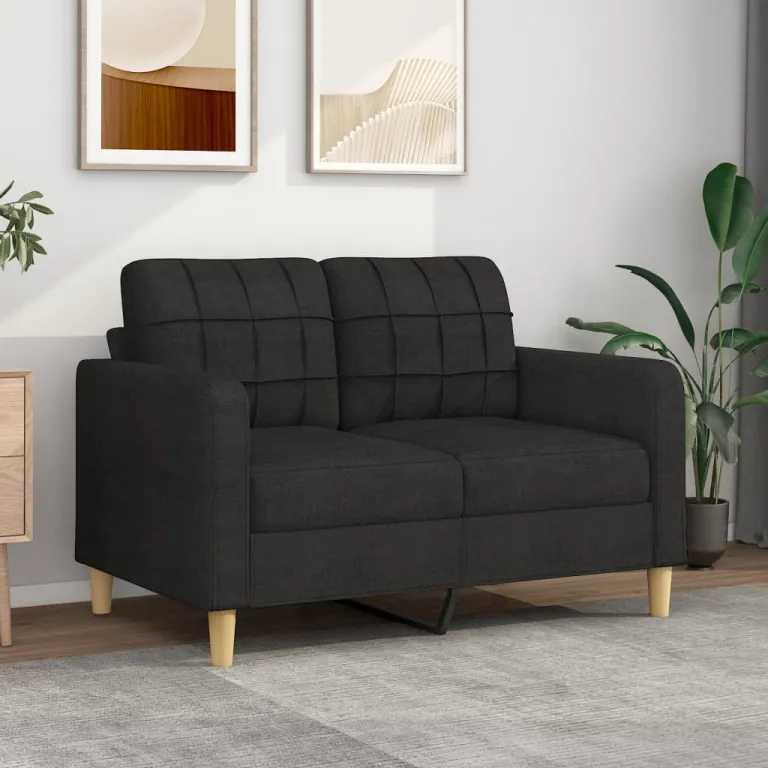 2-Sitzer-Sofa Schwarz 120 cm Stoff Couch