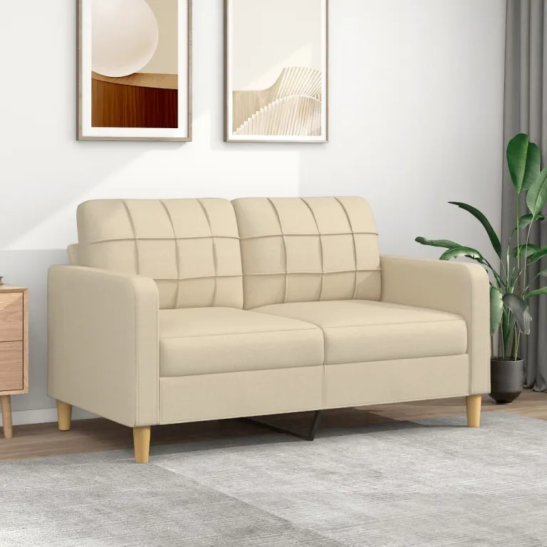 2-Sitzer-Sofa Creme 140 cm Stoff Couch