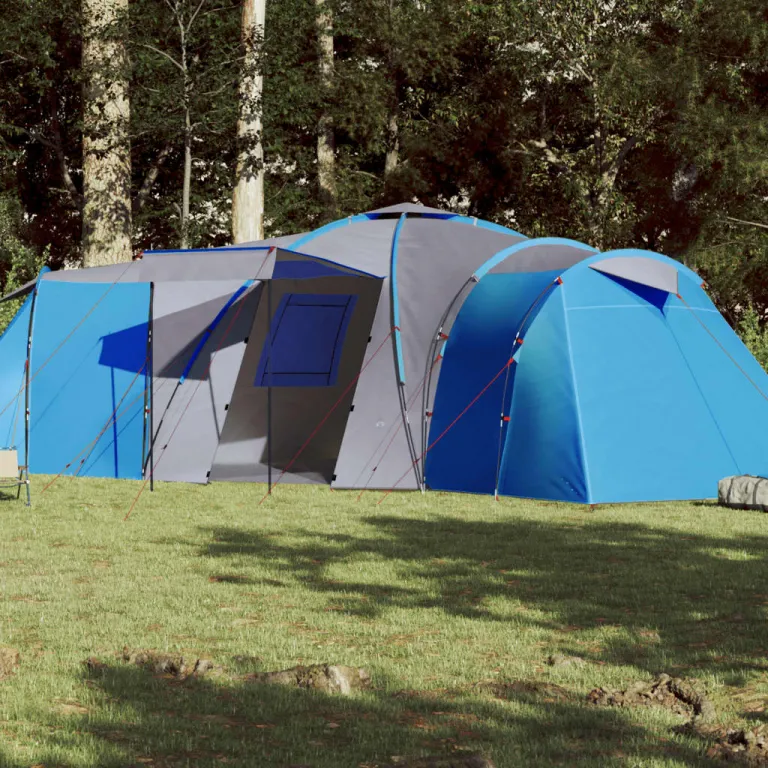 Campingzelt Zelt Familienzelt Kuppelzelt 12 Personen Blau 840x720x200 cm 185T Ta