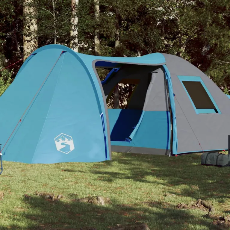 Zelt Campingzelt Familienzelt Freizeitzelt 6 Personen Blau 466x342x200 cm 185T T