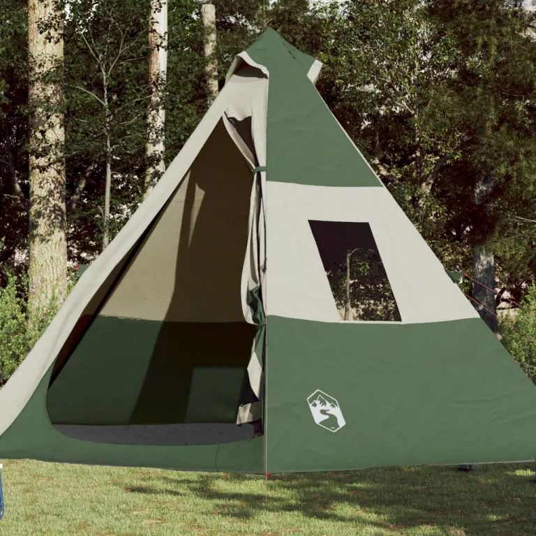 Campingzelt 7 Personen Grn 350x350x280 cm 185T Taft
