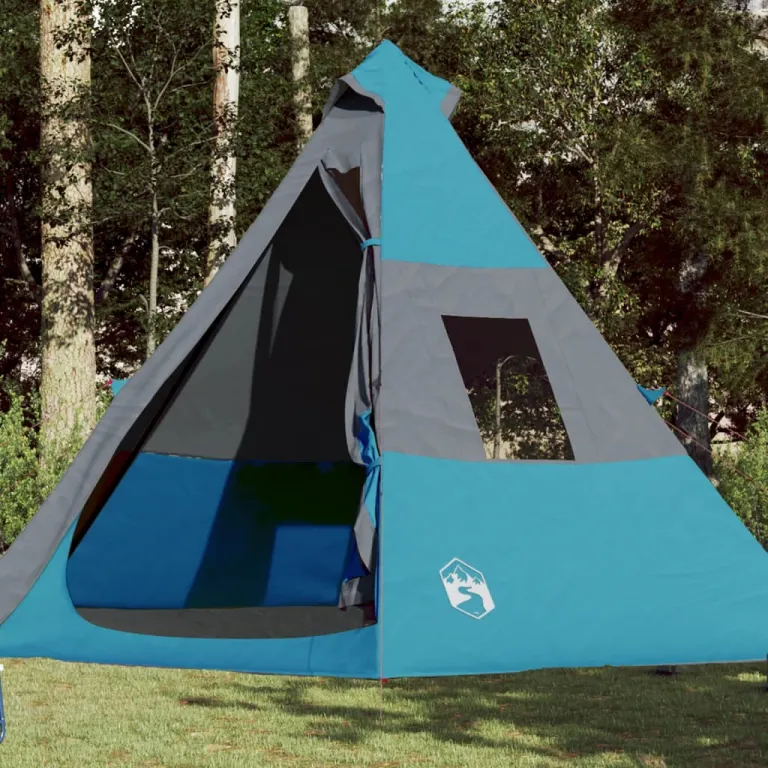 Campingzelt 7 Personen Blau 350x350x280 cm 185T Taft