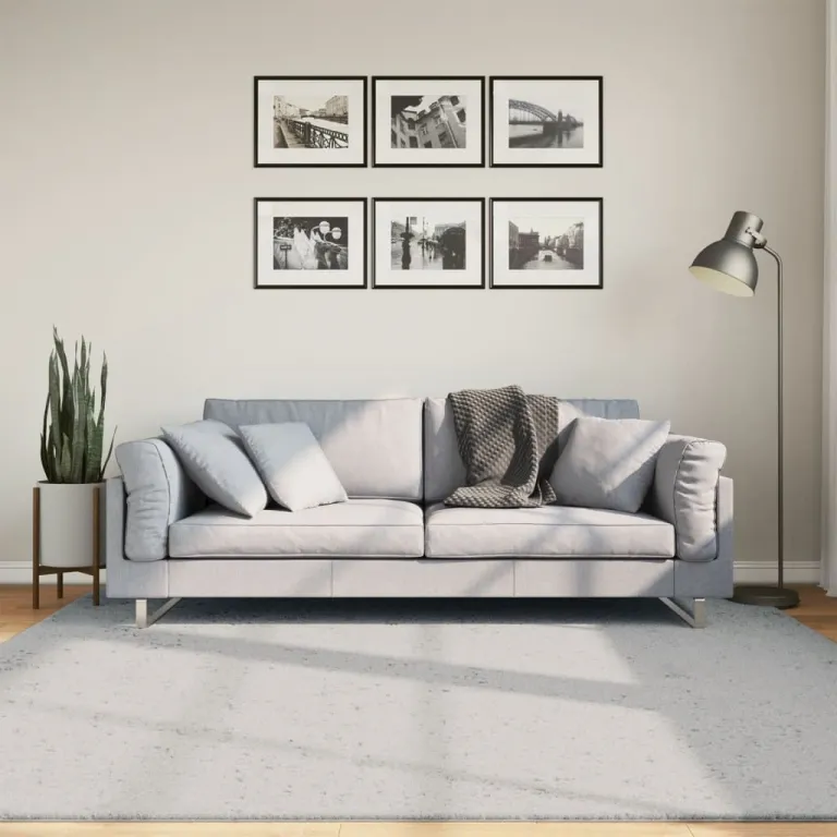 Teppich HUARTE Kurzflor Weich und Waschbar Grau 200x200 cm