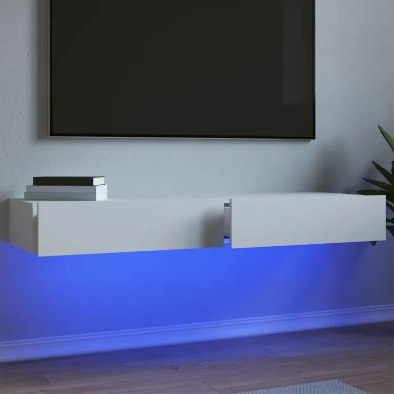 TV-Lowboard TV-Schrnke mit LED-Leuchten 2 Stk. Wei 60x35x15,5 cm