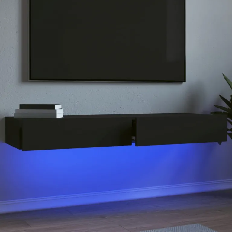 TV-Lowboard TV-Schrnke mit LED-Leuchten 2 Stk. Schwarz 60x35x15,5 cm