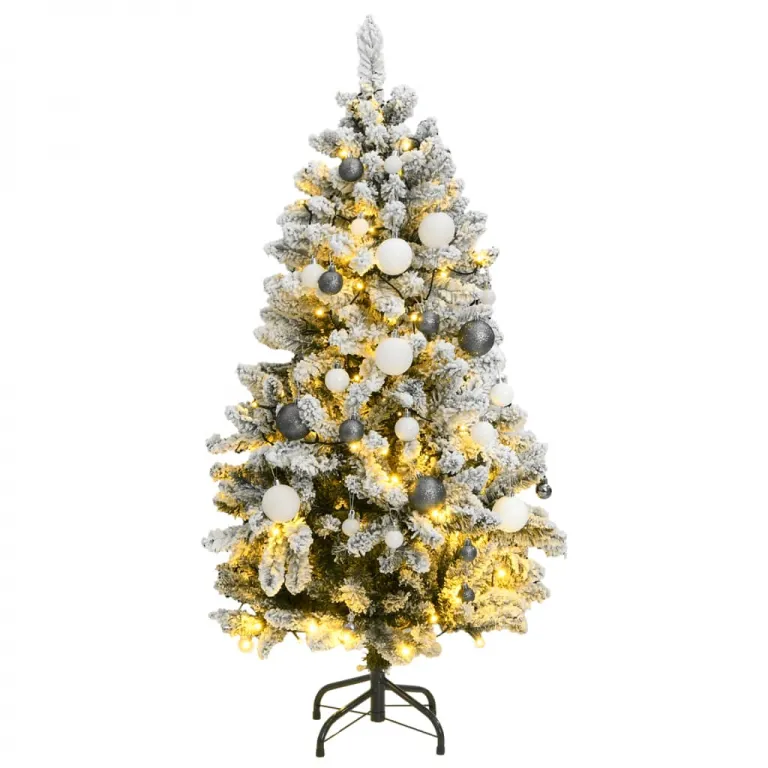 Knstlicher Weihnachtsbaum Klappbar 150 LEDs & Kugeln 120 cm