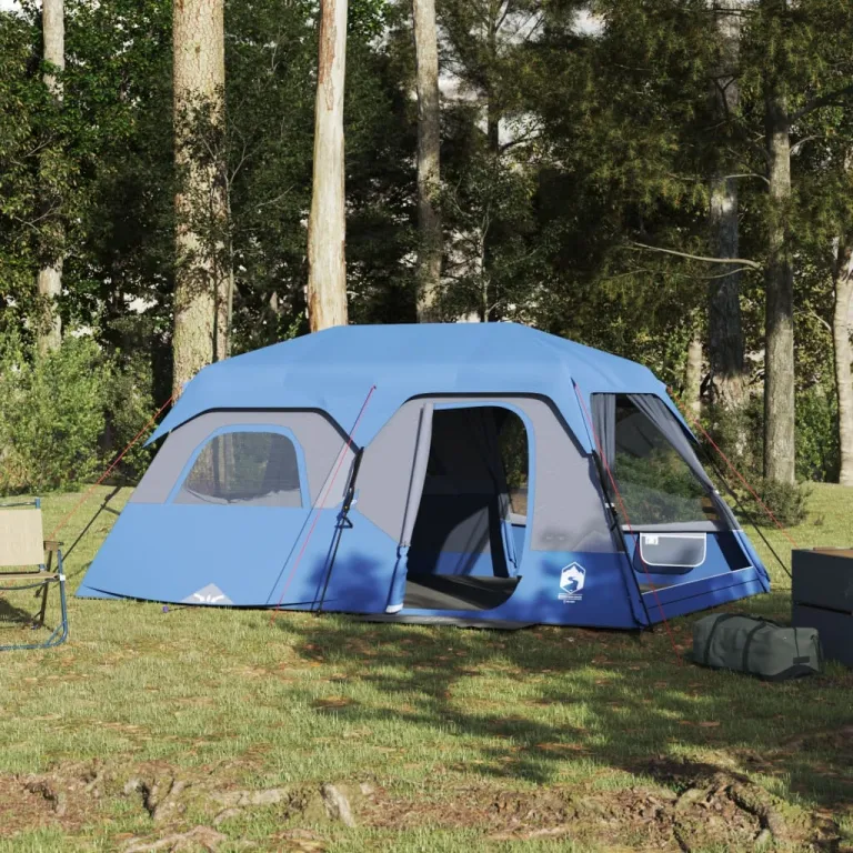 Campingzelt Zelt Familienzelt Freizeitzelt 9 Personen Blau 441x288x217 cm