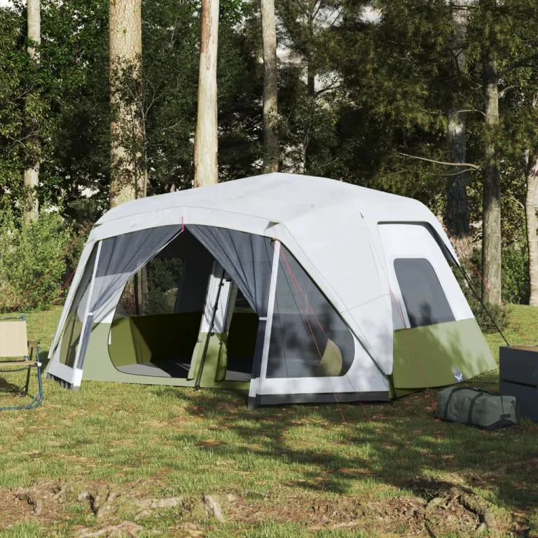 Zelt Campingzelt Familienzelt Freizeitzelt mit LED Hellgrn 443x437x229 cm