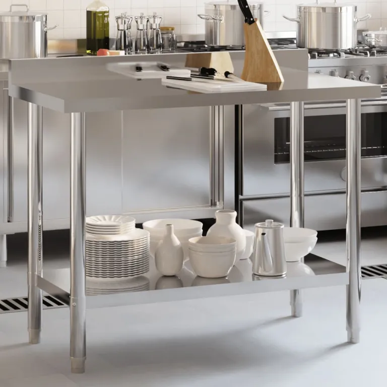 Kchenwagen Kchen-Arbeitstisch mit Aufkantung 110x55x93 cm Edelstahl