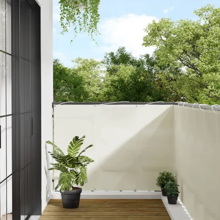 Balkon-Sichtschutz Creme 120x800 cm 100 % Polyester-Oxford