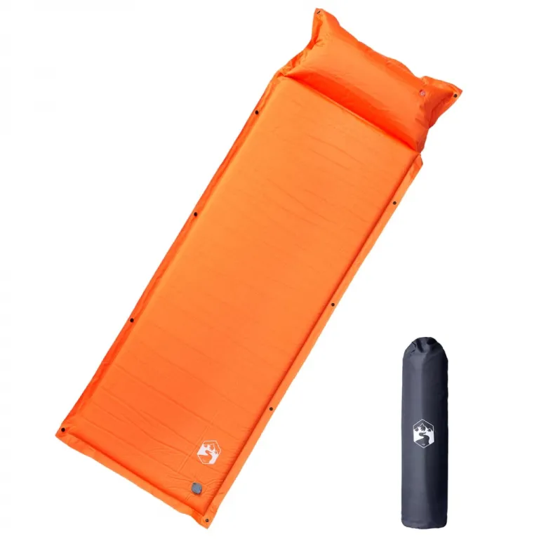 Isomatte mit Integriertem Kissen Selbstaufblasend Orange Camping Outdoor