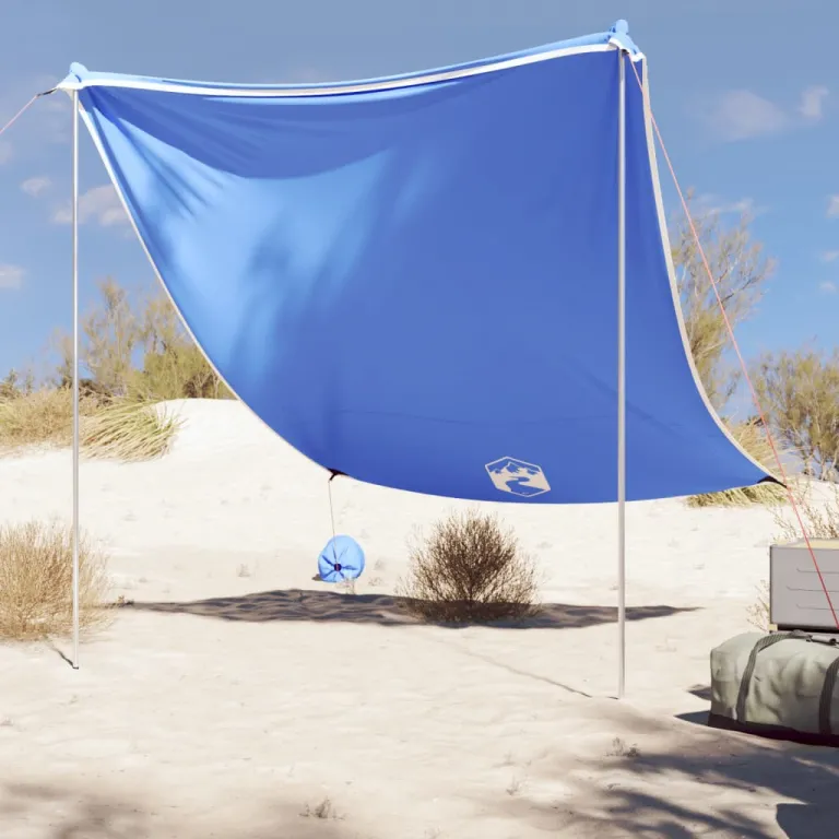 Strand-Schattenzelt mit Sandscken Blau 214x236 cm
