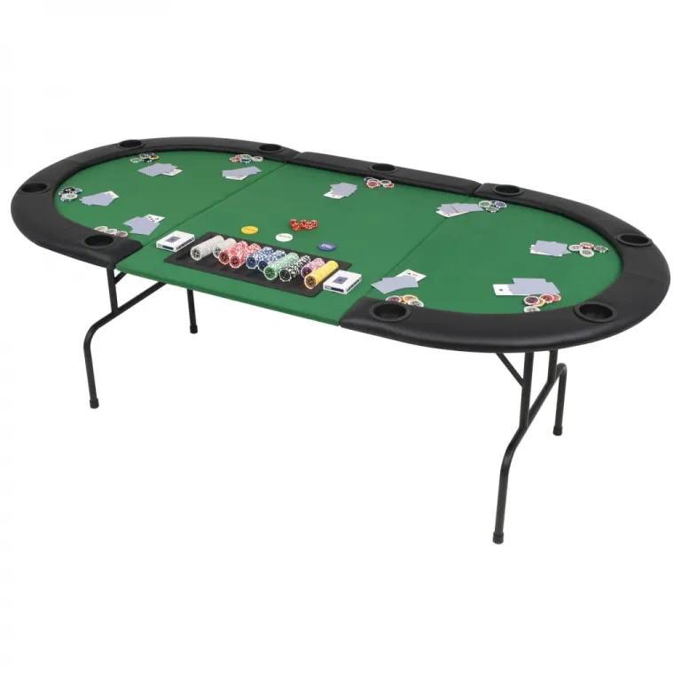 9-Spieler Poker Falttisch 3-fach Faltbar Oval Grn