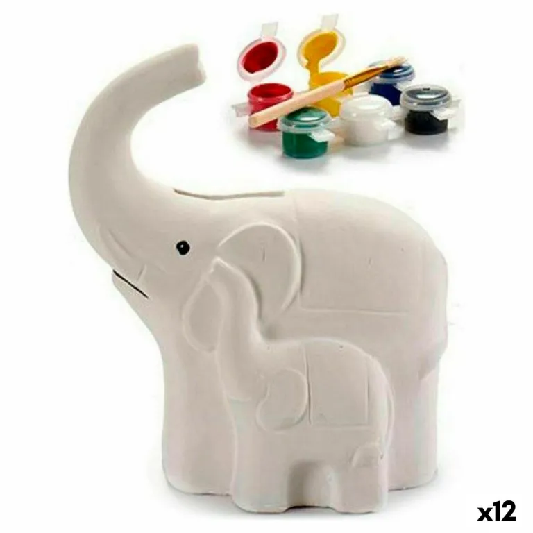 Sparbchse Elefant aus Keramik Wei 8,3 x 14 x 12 cm 12 Stck