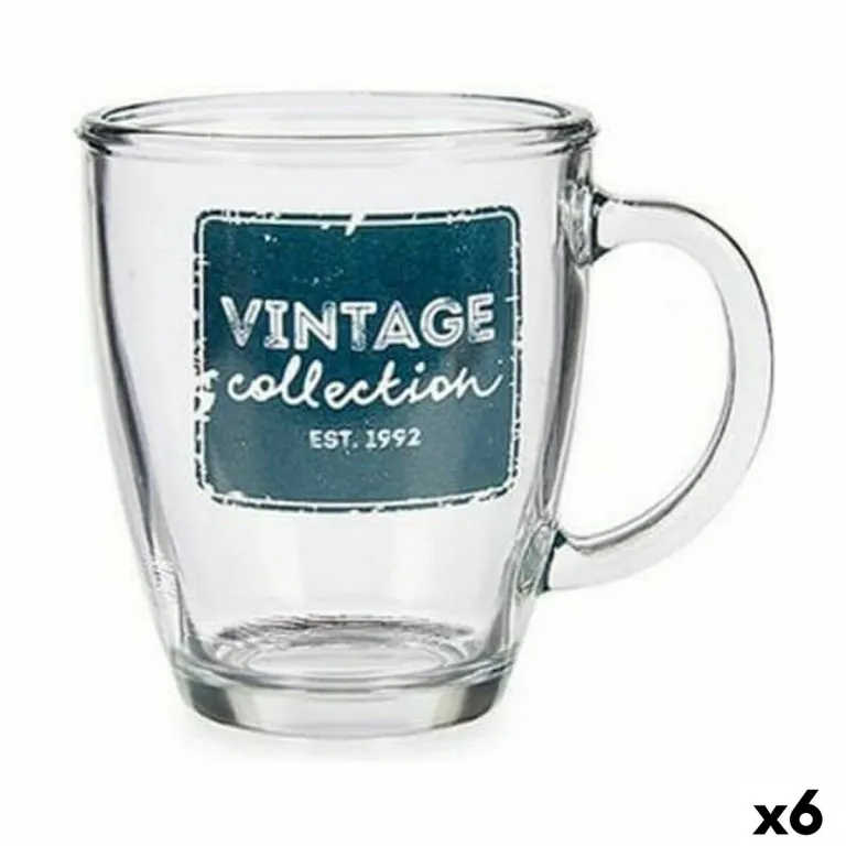 Henkelbecher Vintage Durchsichtig Glas 6 Stck 320 ml Kaffeepot