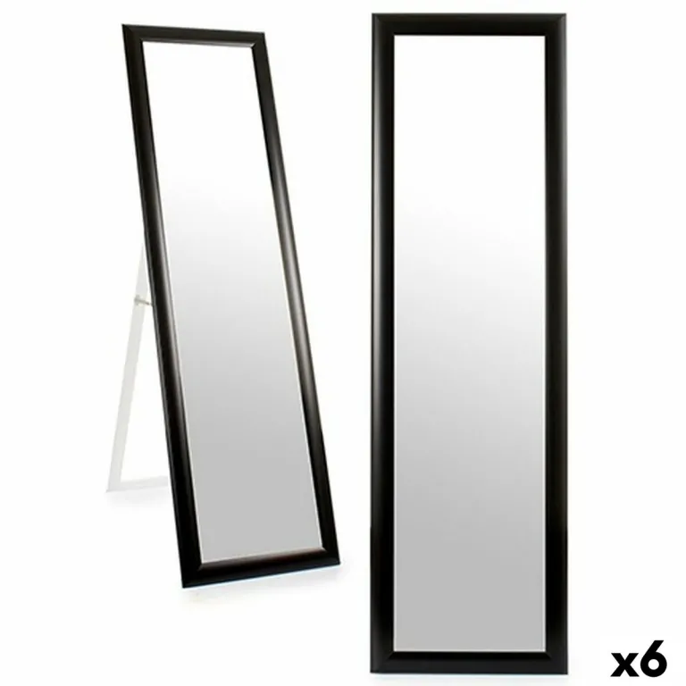 Standspiegel 30 x 120 cm Schwarz Holz Glas 6 Stck