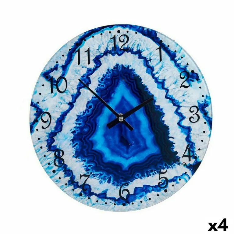 Wanduhr Marmor Blau Glas 30 x 4 x 30 cm 4 Stck