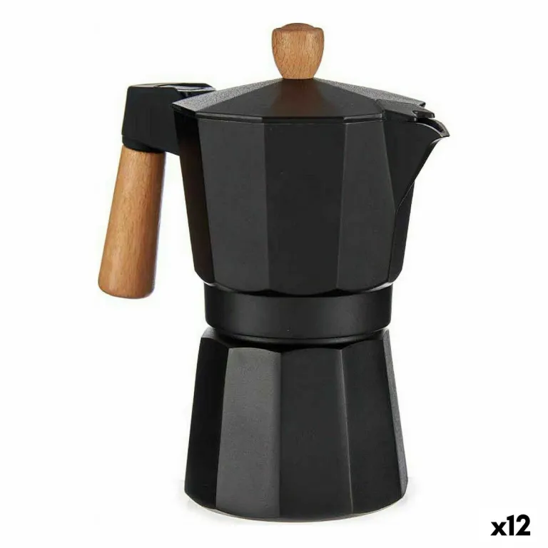 Italienische Kaffeemaschine Holz Aluminium 300 ml 12 Stck