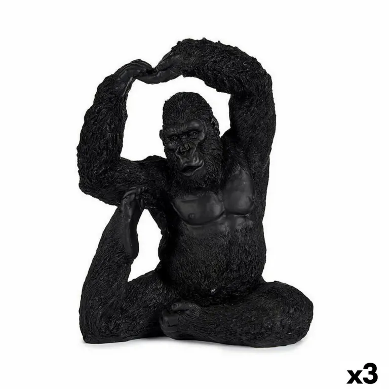 Deko-Figur Yoga Gorilla Schwarz 15,2 x 31,5 x 26,5 cm 3 Stck