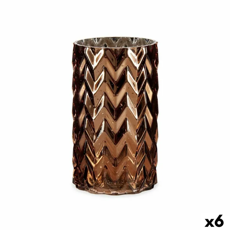 Vase Schnitzerei Stachel Kupfer Glas 11,3 x 19,5 x 11,3 cm 6 Stck