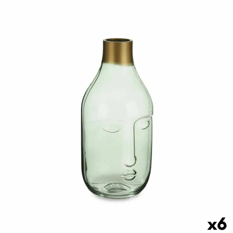 Vase Gesicht grn Glas 11 x 24,5 x 12 cm 6 Stck