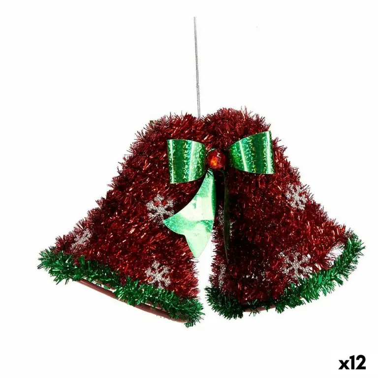 Weihnachtsschmuck Halsband Glocken Lametta Rot grn 21 x 14 x 10 cm 12 Stck
