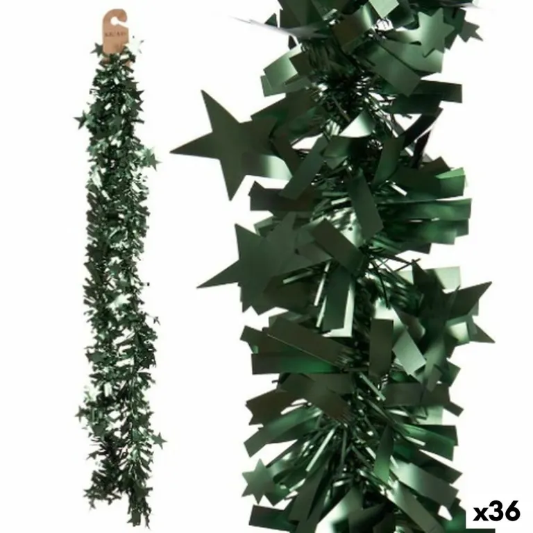 Weihnachtsgirlande Lametta Sterne grn 9 x 9 x 200 cm 36 Stck