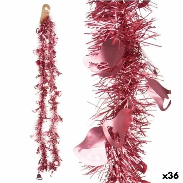 Weihnachtsgirlande Lametta Glocken Rosa Kunststoff 12 x 12 x 200 cm 36 Stck