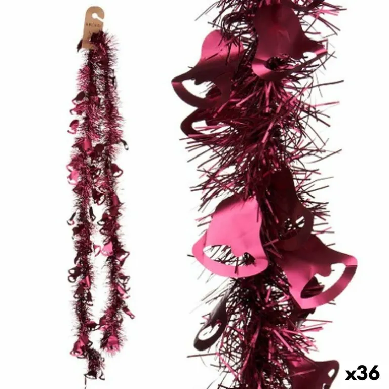 Weihnachtsgirlande Lametta Glocken Pink Kunststoff 12 x 12 x 200 cm 36 Stck