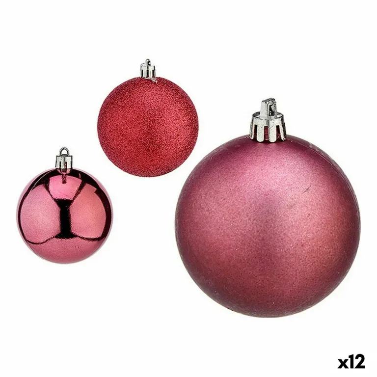 Weihnachtskugeln-Set Rosa Kunststoff 6 x 7 x 6 cm 12 Stck