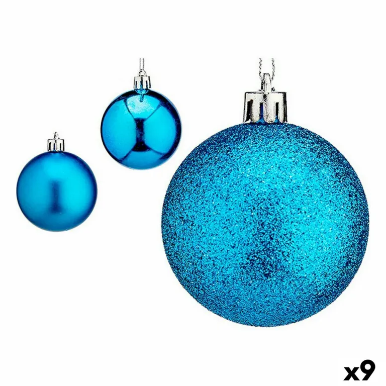 Weihnachtskugeln-Set 6 cm Blau Kunststoff 9 Stck