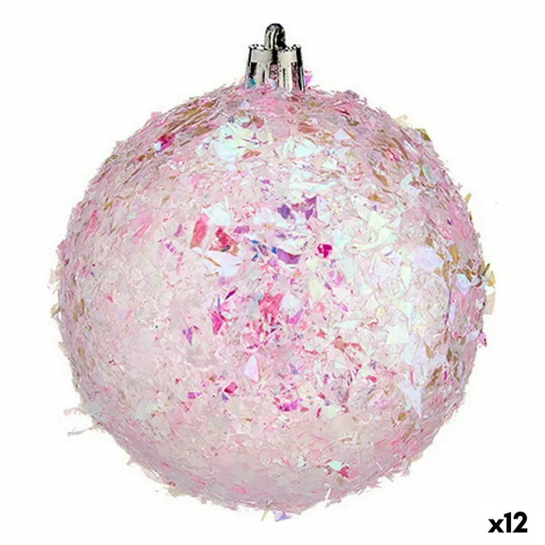 Weihnachtskugeln-Set Rosa Kunststoff 8 x 9 x 8 cm 12 Stck