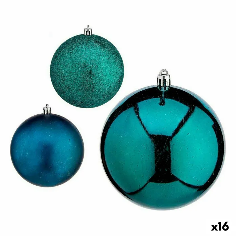 Weihnachtskugeln-Set Blau Kunststoff 10 x 11 x 10 cm 16 Stck