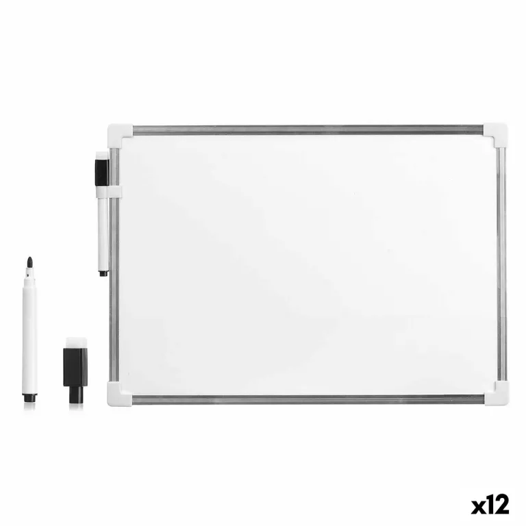 Magnetisches Whiteboard mit Marker Wei Aluminium 25 x 35 cm 12 Stck